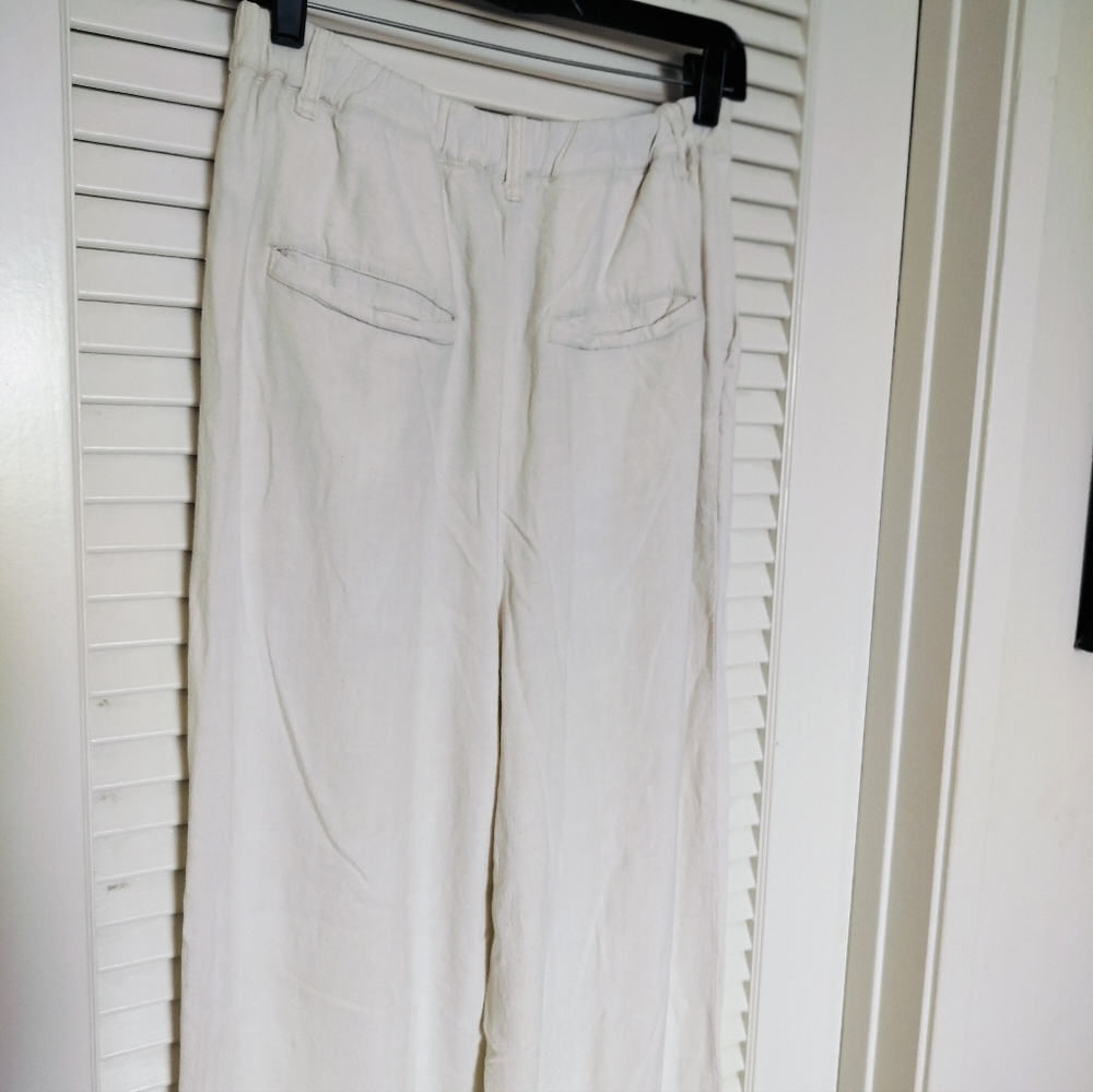 Free People Women's Linen Viscose Pleated Wide Leg Pants Pockets Size Small - Picture 7 of 11